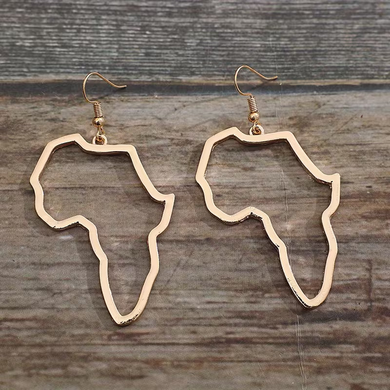 Women's African Map Drop Earrings Vintage Zinc Alloy Jewelry