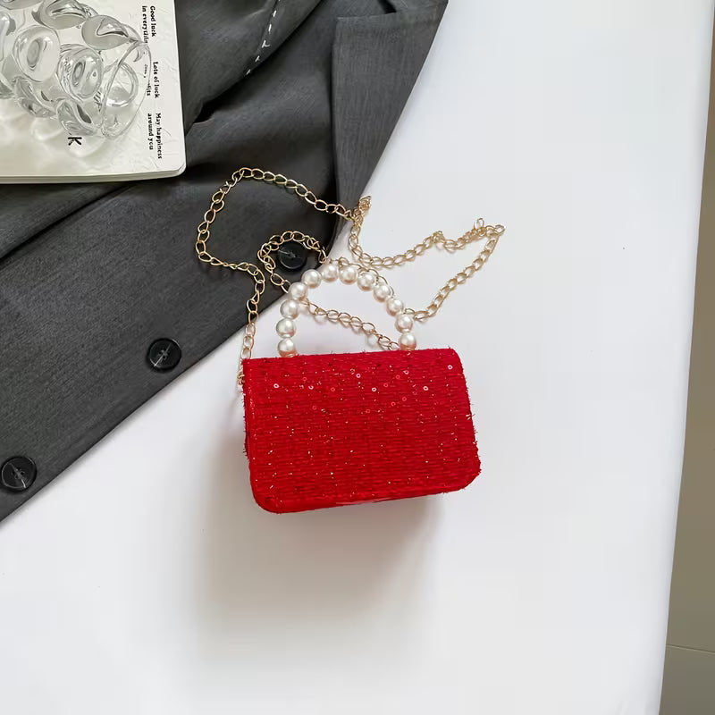 Women's Pearl Handle Small Crossbody Handbag Fashion