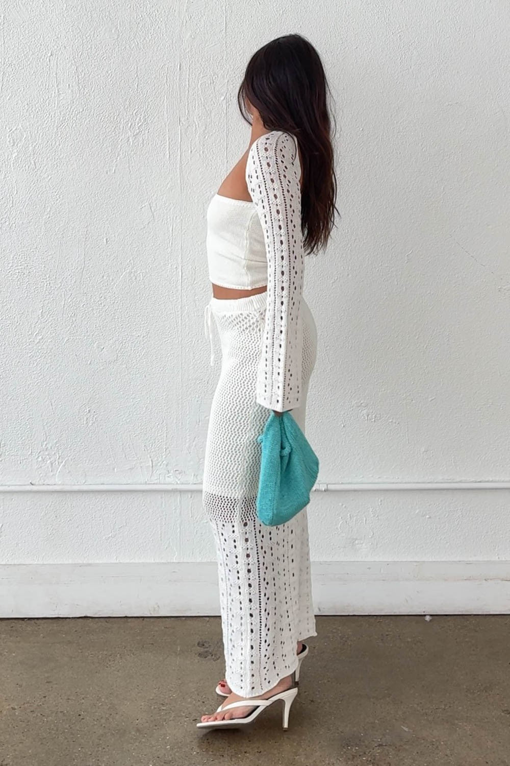 Women's Crochet Crop Top and Maxi Skirt Set S7568SET
