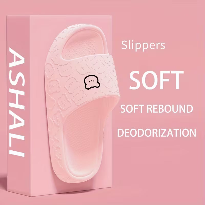 Unisex Breathable Cute Bear Soft Indoor Bathroom Slippers