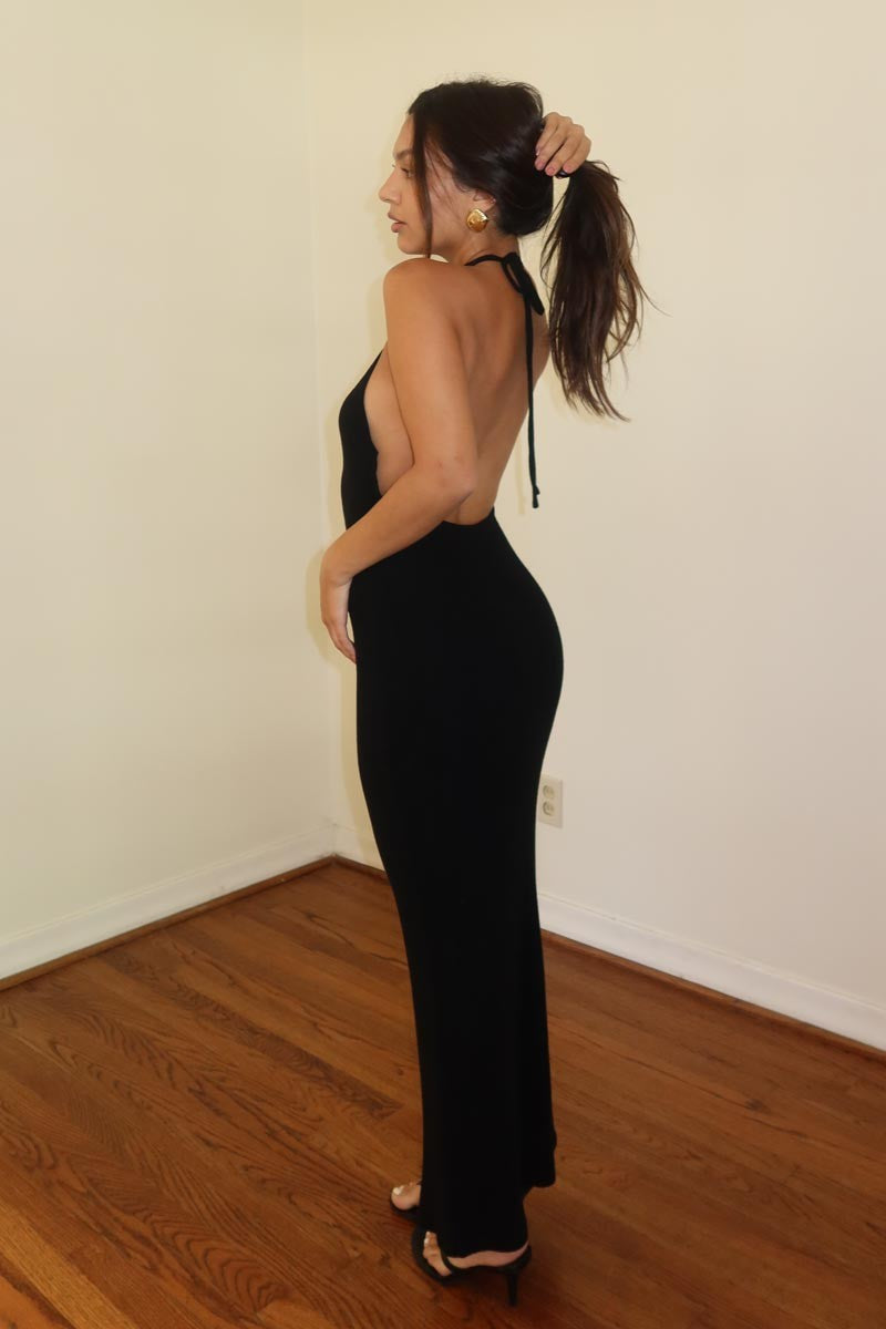 Women's Rib Full Length Halter Dress S6049D_A