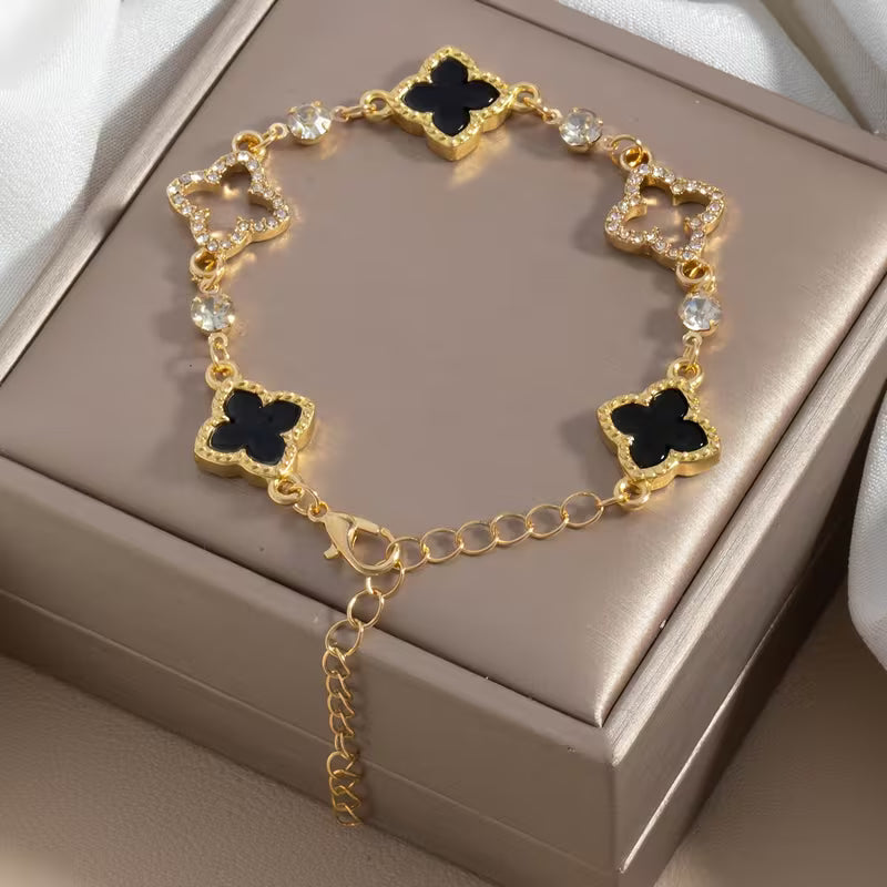 Women's Hollow Clover Bracelet Elegant Metal Charm Jewelry