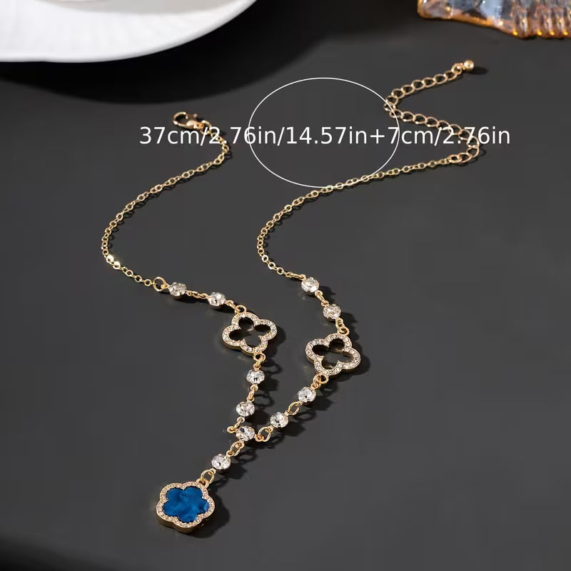 Women's Hollow Four-Leaf Clover Pendant Necklace KC Gold Plated Jewelry