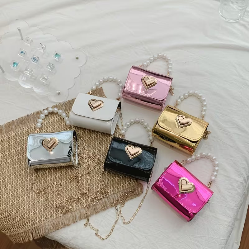 Women's Laser Sequin Crossbody Bag Heart Lock Shoulder Handbag Trendy