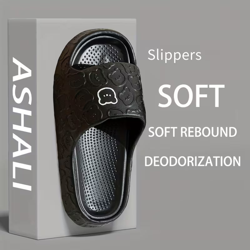 Unisex Breathable Cute Bear Soft Indoor Bathroom Slippers