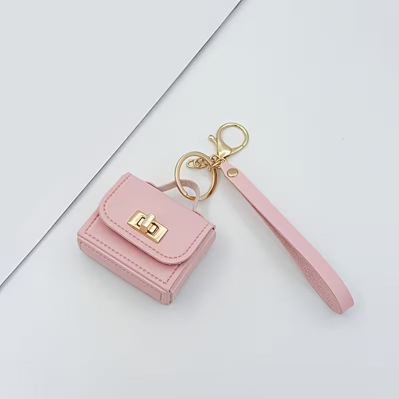 Women's PU Leather Mini Bag Keychain Stylish Coin Purse Accessory