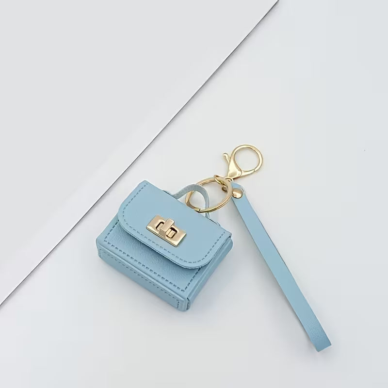 Women's PU Leather Mini Bag Keychain Stylish Coin Purse Accessory