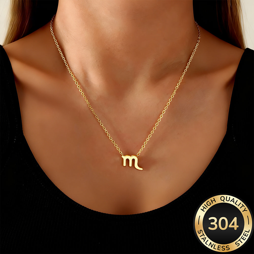 Women's Zodiac Constellation Pendant Necklace Elegant Stainless Steel Jewelry