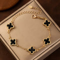 Women's Lucky Clover Pendant Golden-Tone Chain Elegant Bracelet Jewelry