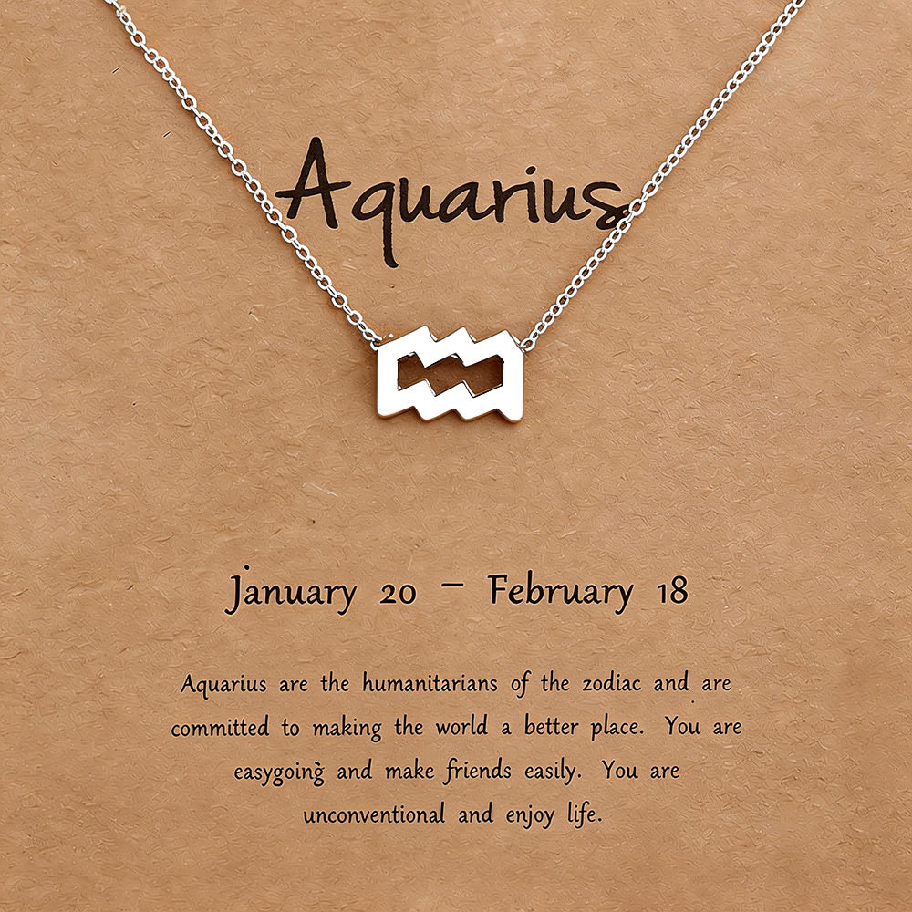 Women's Zodiac Constellation Pendant Necklace Elegant Stainless Steel Jewelry