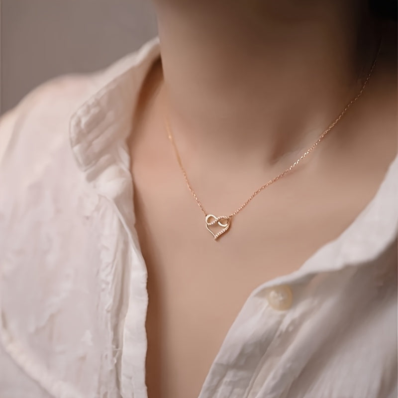 Women's Heart Infinity Pendant Necklace Sparkling Synthetic Zirconia Jewelry