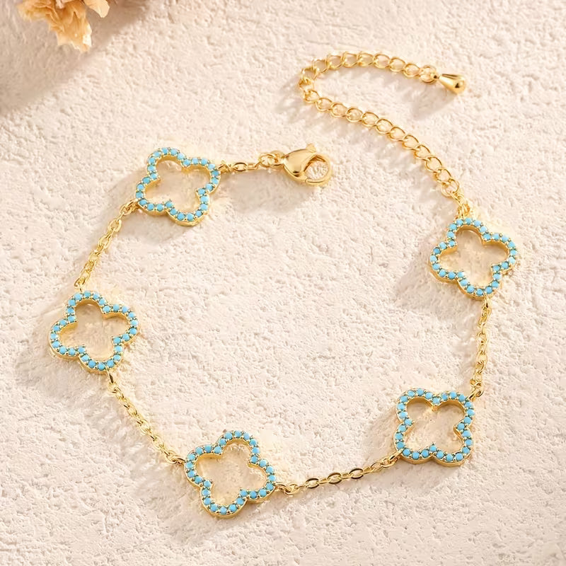 Women's Elegant Hollow Four-Leaf Flower Adjustable Bracelet