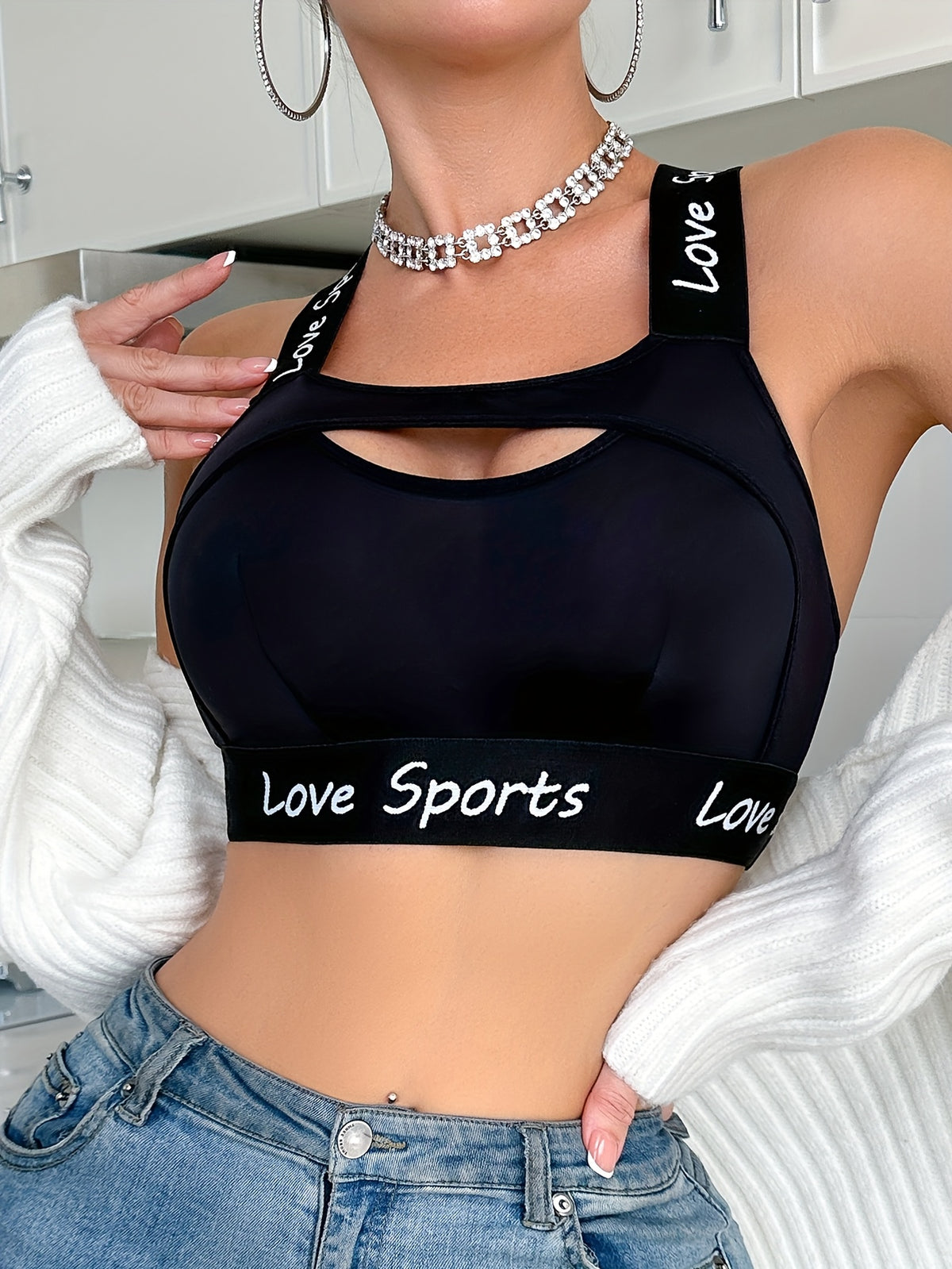 Women's High-Elasticity Breathable Wireless Racerback Yoga Sports Bra