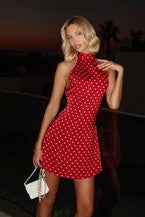 Women's Printed Backless Waist Dress CHICJX4KSH1-7061