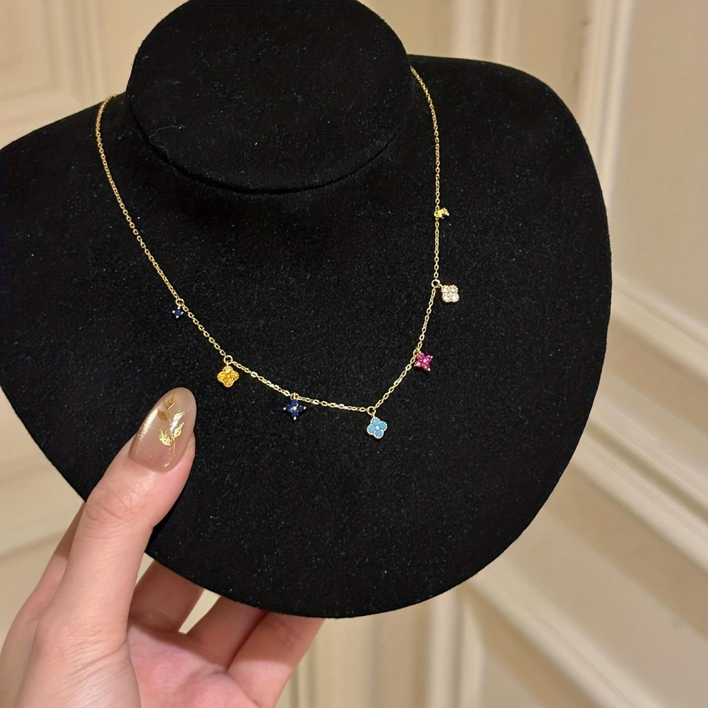 Women's Four-Leaf Flower Necklace Elegant Collarbone Chain 601105147890231