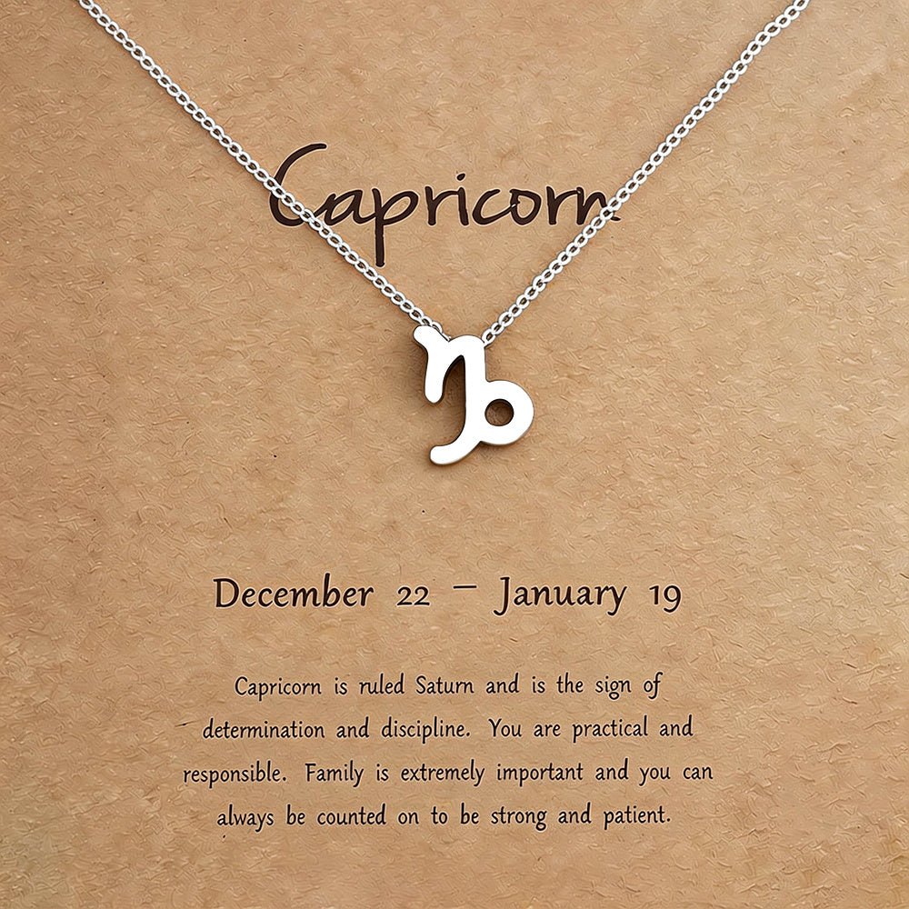 Women's Zodiac Constellation Pendant Necklace Elegant Stainless Steel Jewelry