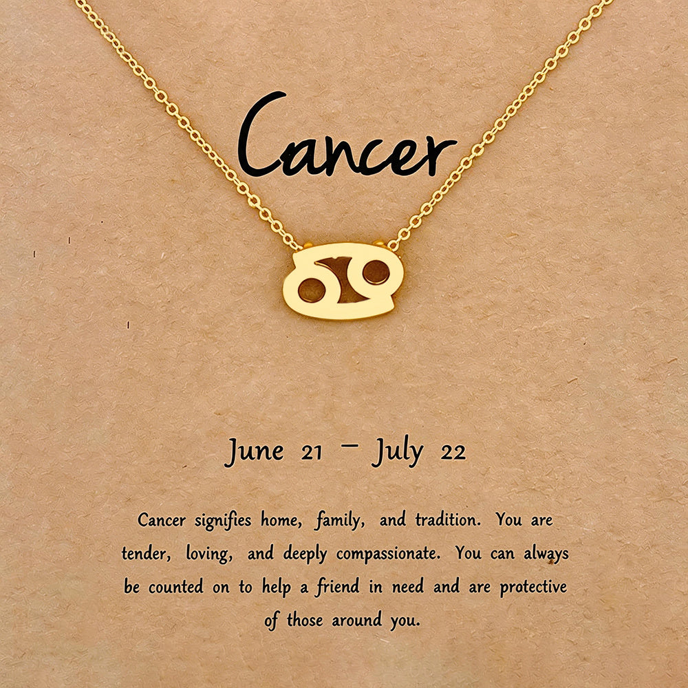 Women's Zodiac Constellation Pendant Necklace Elegant Stainless Steel Jewelry