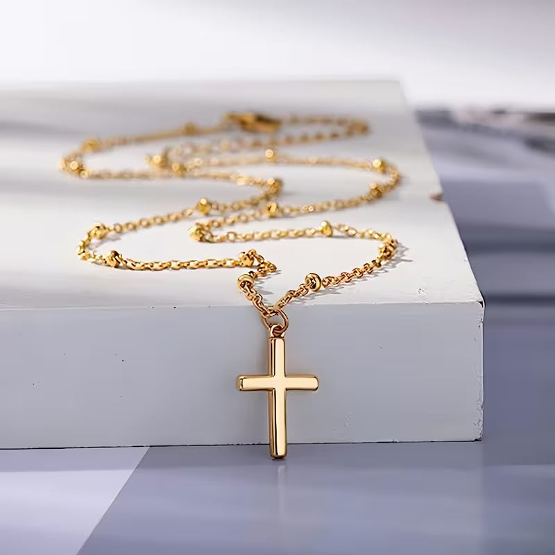 Women's Golden Cross Necklace 316 Stainless Steel Fashion Elegant