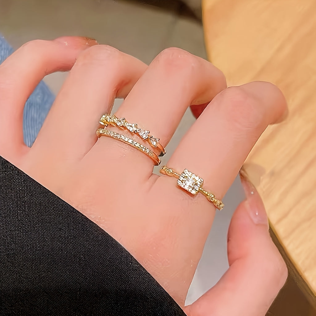 Women's Fashion Ring Set Geometric Leaf Cubic Zirconia 605531464899321