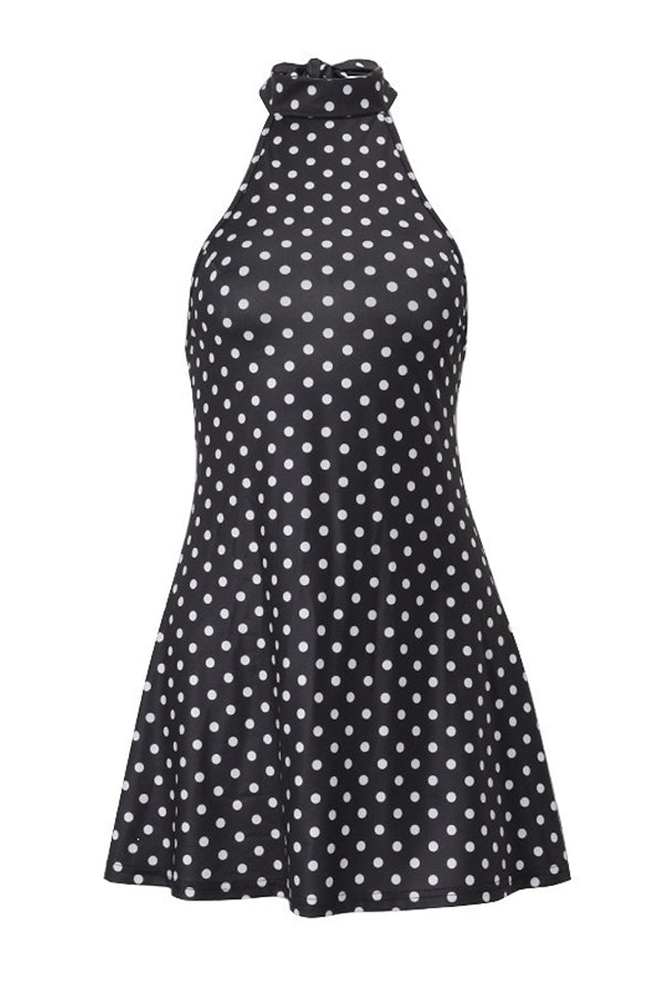 Women's Printed Backless Waist Dress CHICJX4KSH1-7061