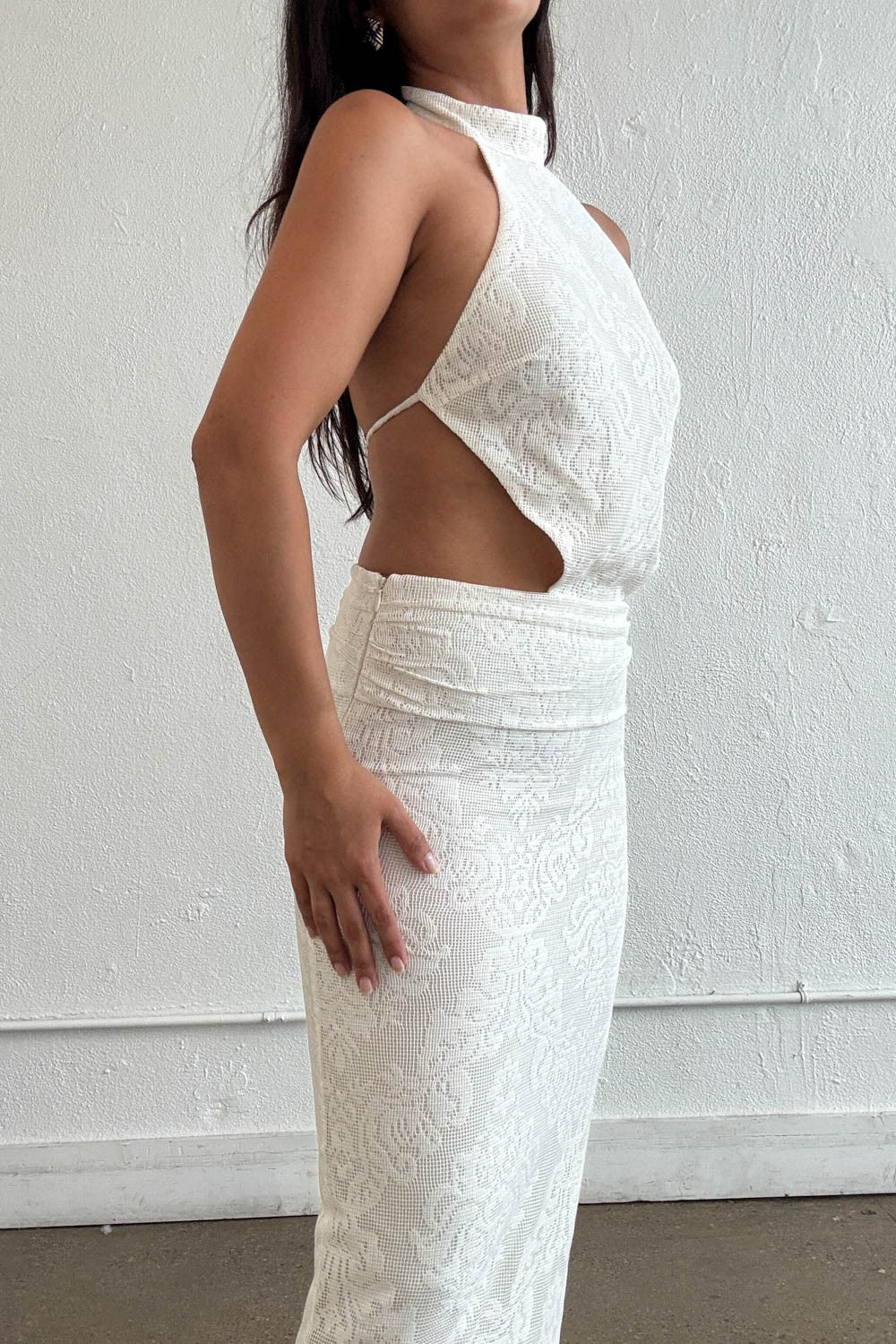 Women's Lace Halter Cutout Maxi Dress Elegant Vacation S7909D_2