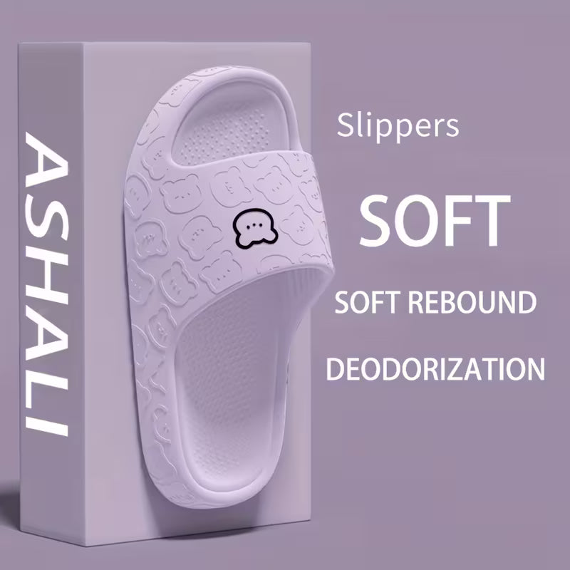 Unisex Breathable Cute Bear Soft Indoor Bathroom Slippers