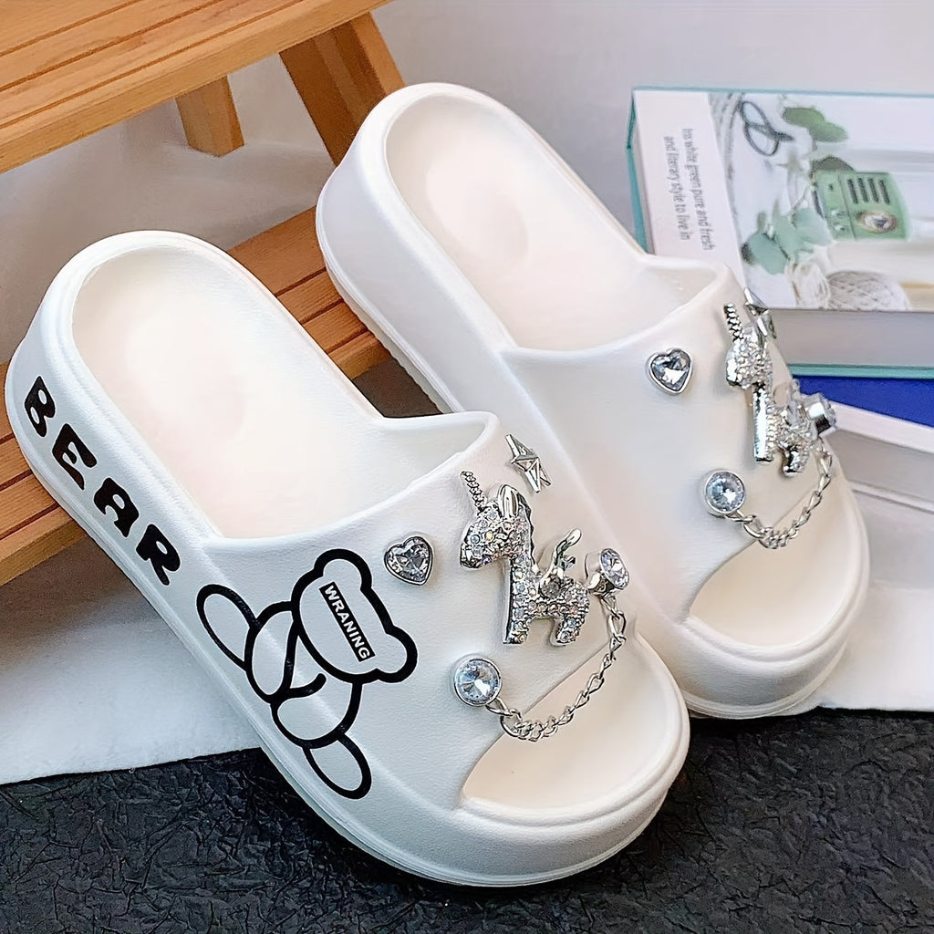 Women's Colorful Pony Slide Slippers Lightweight Casual Beach Sandals