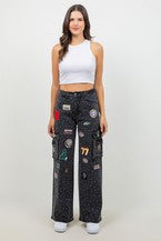 Women's Multiple Patching Wide Leg Straight Jeans RJH-11165