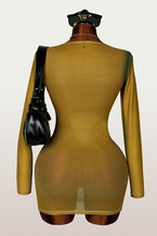 Women's Printed Sheer Mesh Bodycon Mini Dress LU12FA15-1882