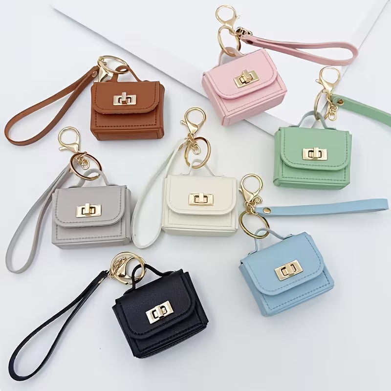 Women's PU Leather Mini Bag Keychain Stylish Coin Purse Accessory