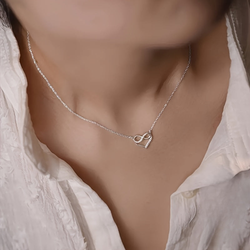 Women's Heart Infinity Pendant Necklace Sparkling Synthetic Zirconia Jewelry