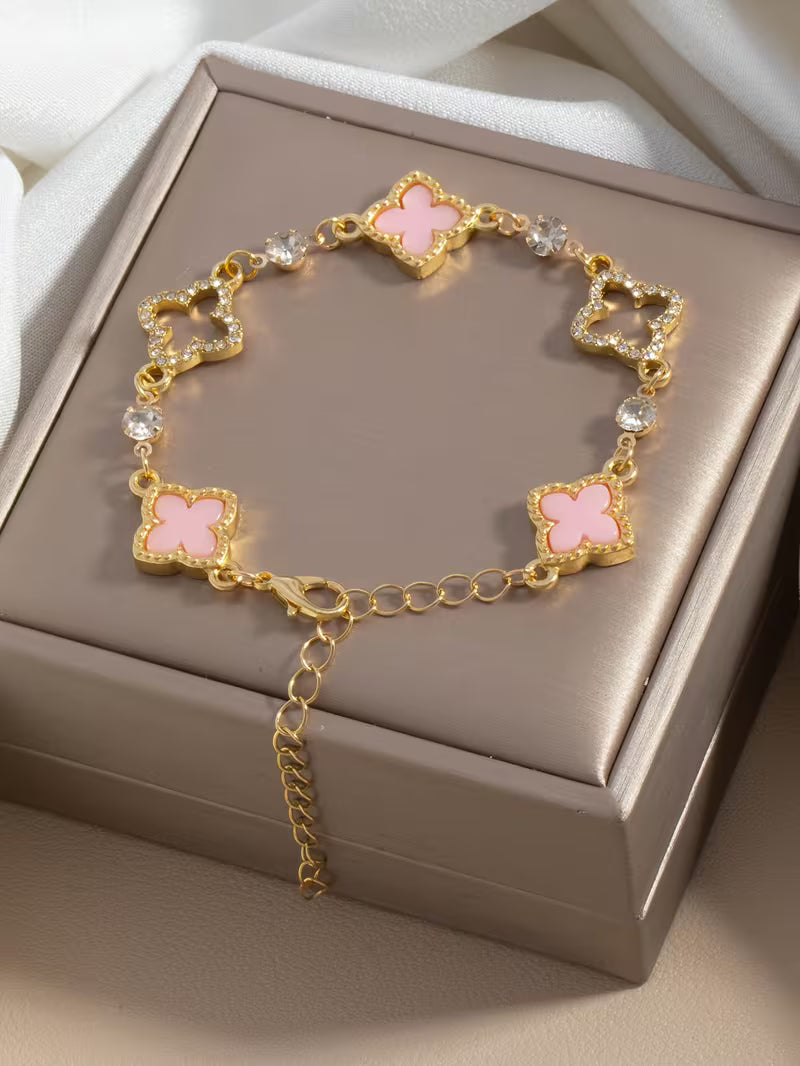 Women's Hollow Clover Bracelet Elegant Metal Charm Jewelry