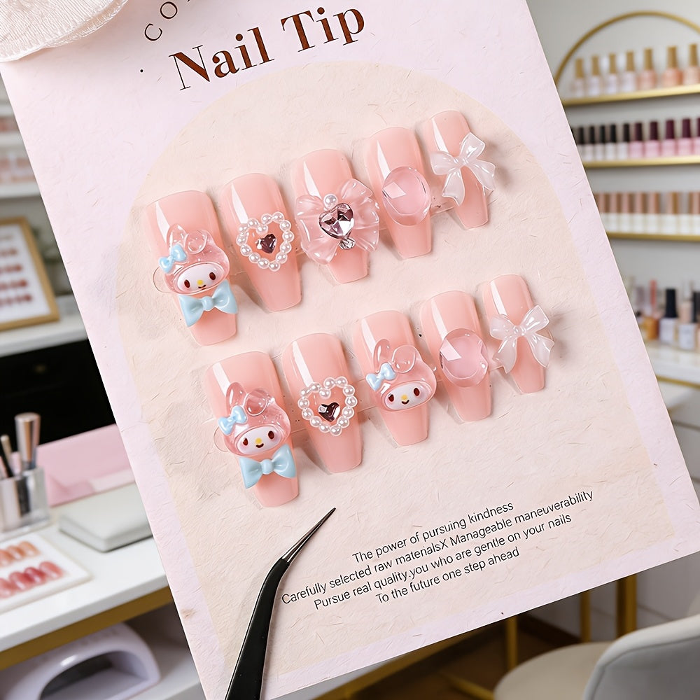Cute Pink Ballet Press on Nails False Nail Set 24 Pieces