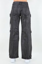 Women's Oil Stain Washed Wide Leg Jeans RJH-21187