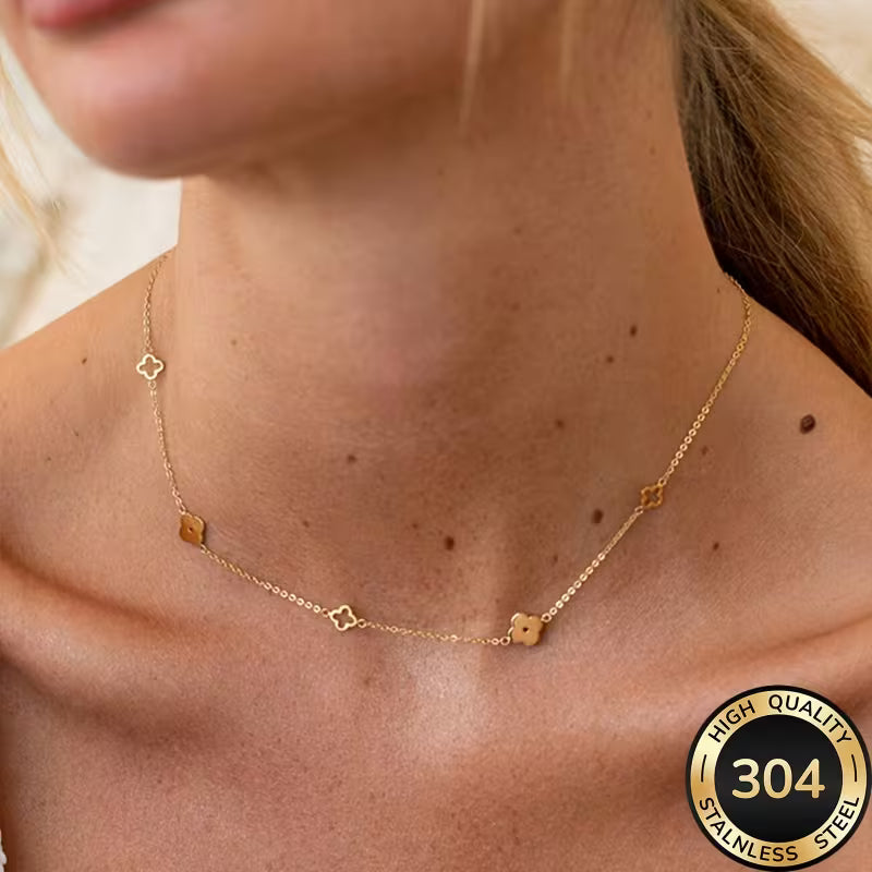 Women's Minimalist Floral Collarbone Chain Elegant Golden 606162573456529