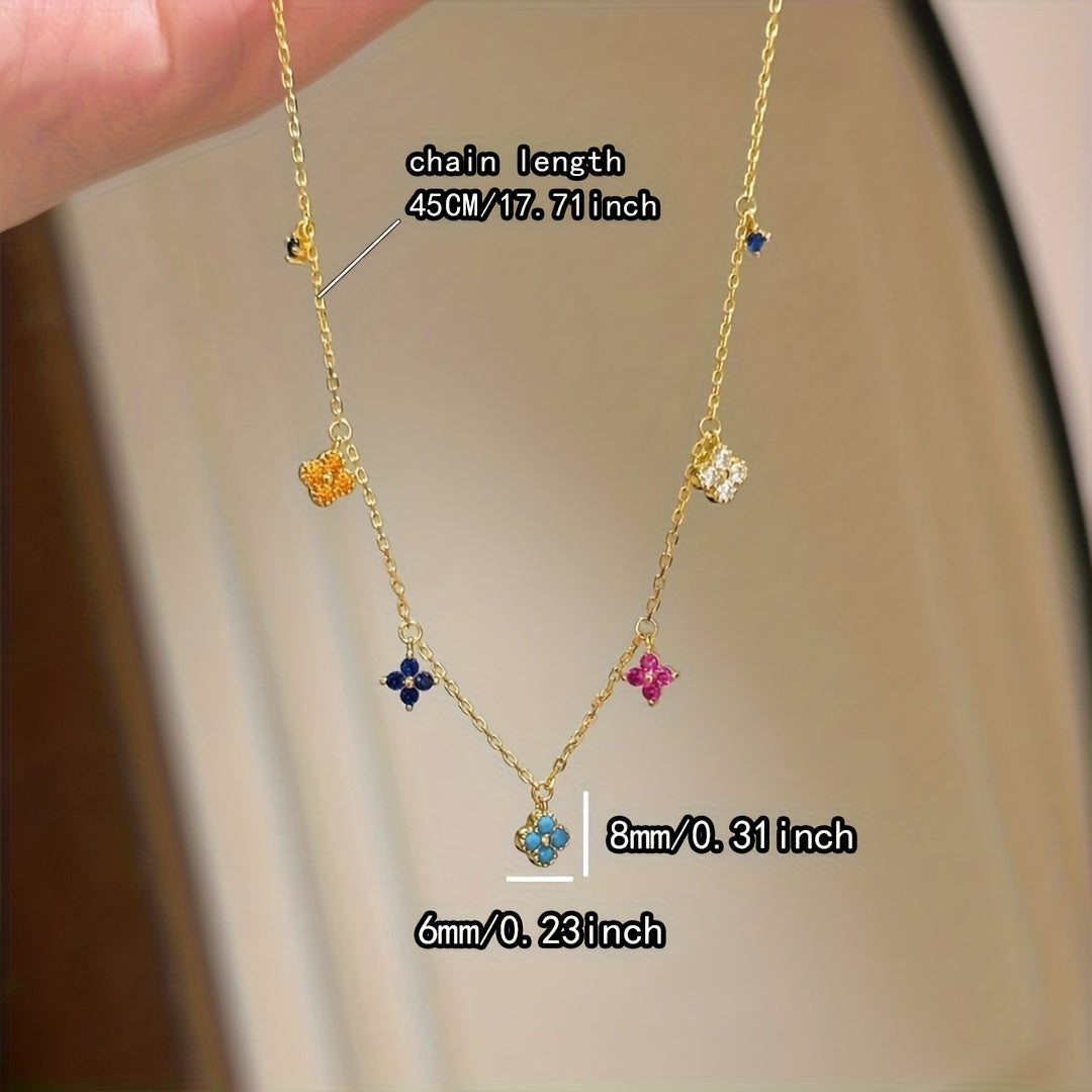 Women's Four-Leaf Flower Necklace Elegant Collarbone Chain 601105147890231