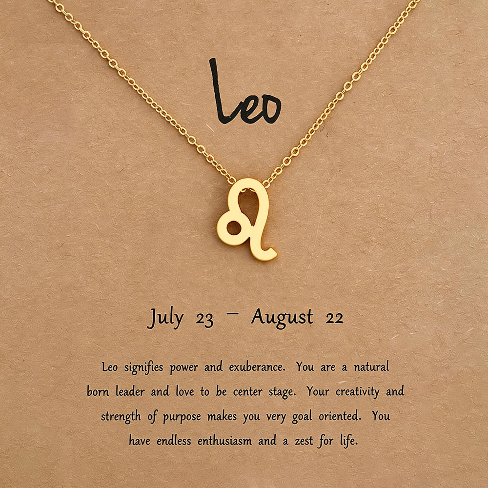 Women's Zodiac Constellation Pendant Necklace Elegant Stainless Steel Jewelry