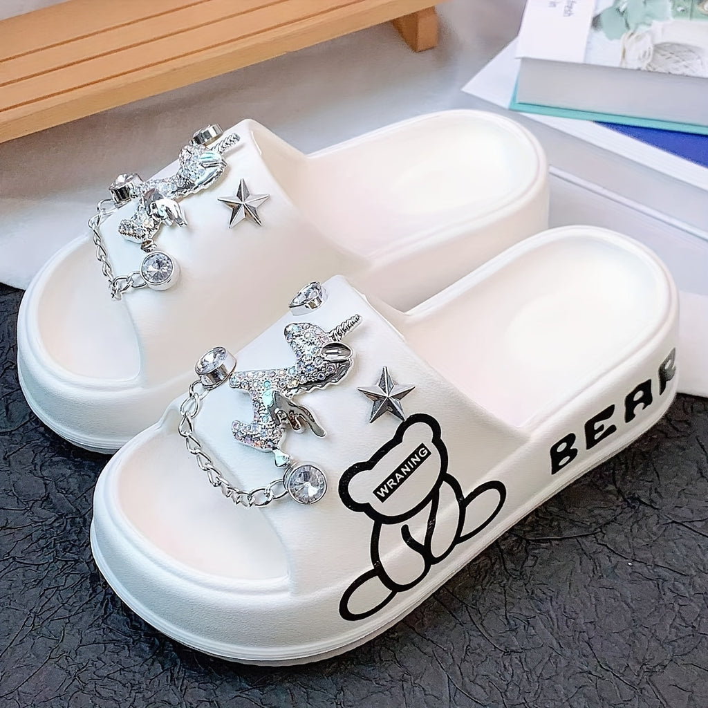 Women's Colorful Pony Slide Slippers Lightweight Casual Beach Sandals
