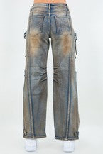 Women's Oil Stain Washed Wide Leg Jeans RJH-21187