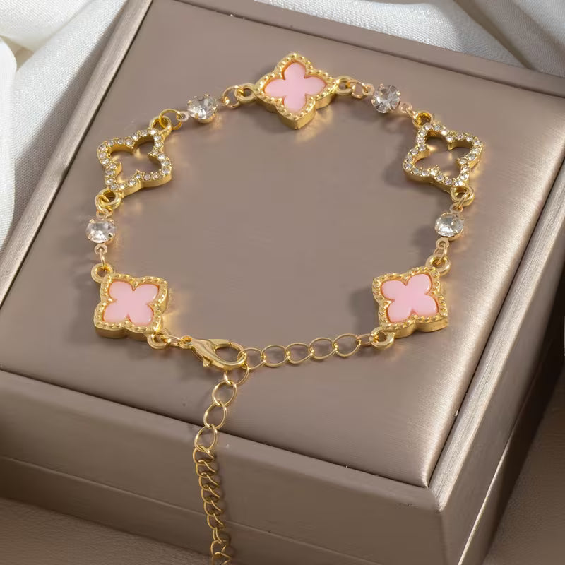 Women's Hollow Clover Bracelet Elegant Metal Charm Jewelry
