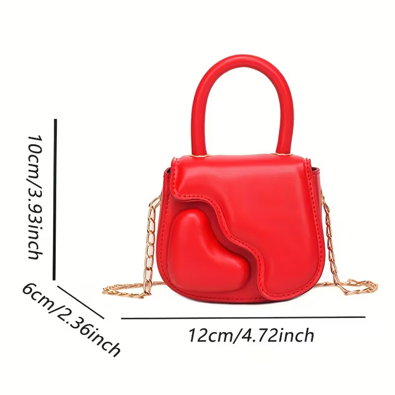 Women's Korean-Style Vintage Heart Chain Mini Handbag