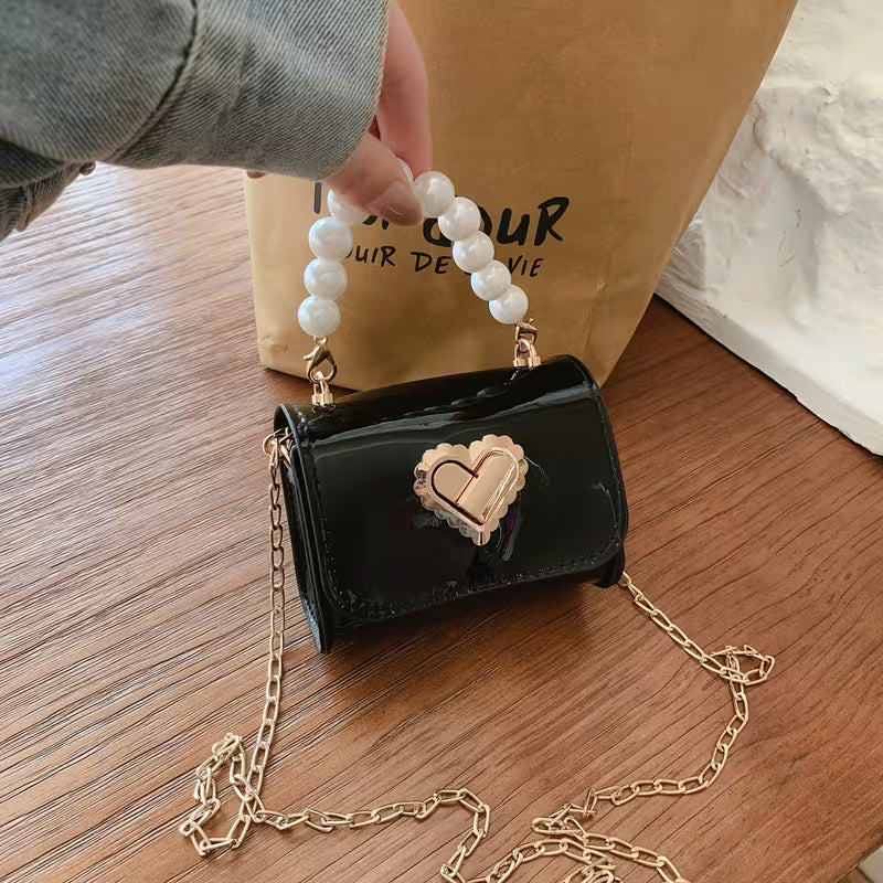 Women's Laser Sequin Crossbody Bag Heart Lock Shoulder Handbag Trendy