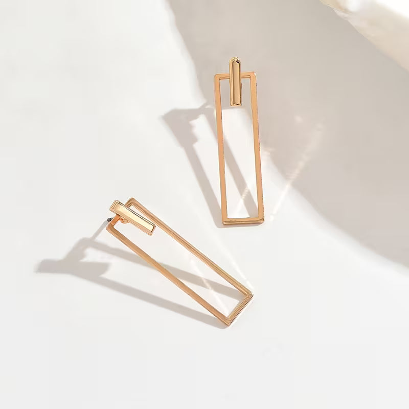 Women's Front and Back Stud Earrings Geometric Frame Jewelry