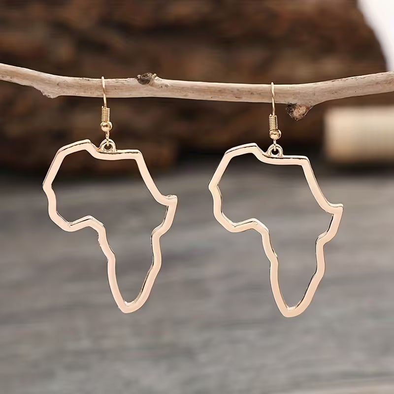 Women's African Map Drop Earrings Vintage Zinc Alloy Jewelry