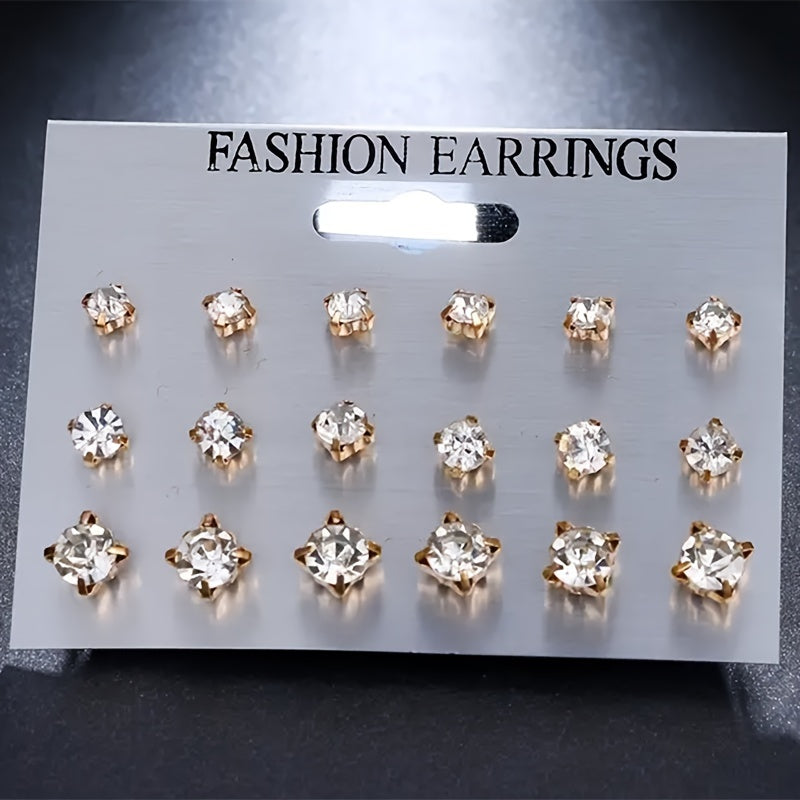 Women's Sparkling Classic Stud Earrings Set Synthetic Zirconia Jewelry