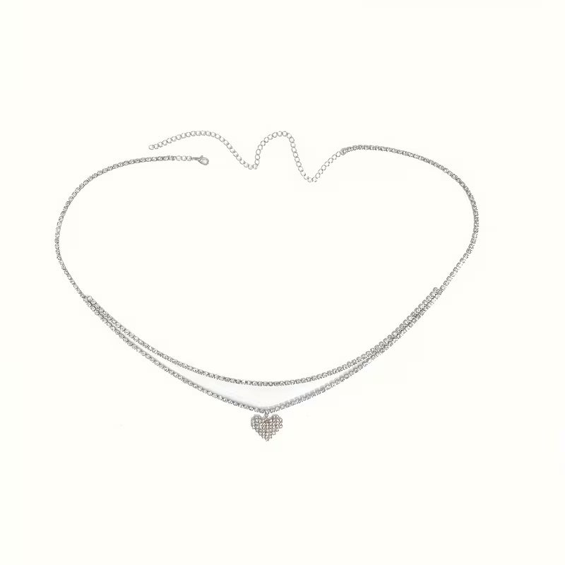 Women's Multi-Layer Heart Water Drop Rhinestone Waist Chain