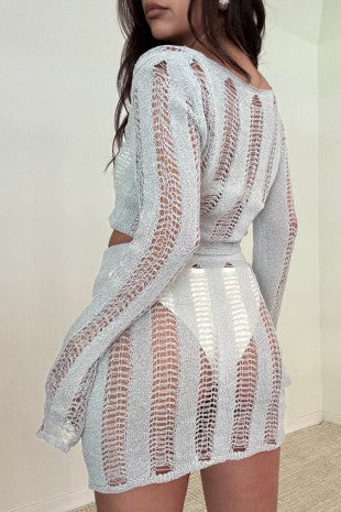Women's Ladder Knit Top and Micro Mini Skirt Set S5309SET_2