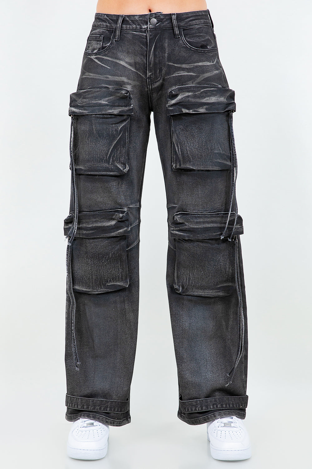 Women's Oil Stain Washed Wide Leg Jeans RJH-21187
