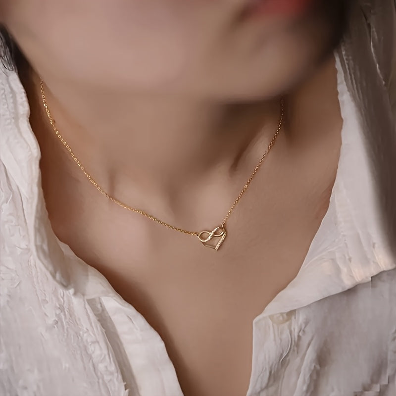 Women's Heart Infinity Pendant Necklace Sparkling Synthetic Zirconia Jewelry
