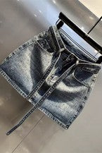 Women's Gradient Rhinestone Denim Skirt CHICJX4KSH1-5522
